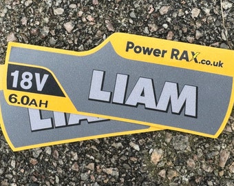 Personalised battery stickers compatible with Dewalt 54v/18v 6Ah Flex Volt (OLD VERSION)  batteries 1 pair