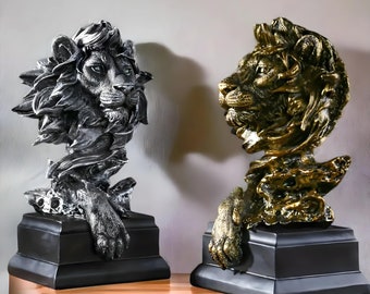Décoration Lion Le Roi Des Bêtes - Statue majestueuse pour la maison/le bureau/le salon - Figurine de collection - Cadeau idéal pour homme - Élément décoratif pour la maison