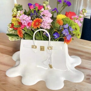 Melting Purse Flower Vase Unique Floral Vase Luxury Decor Vibrant Flower Container Elegant Gift for Flower Lovers image 3