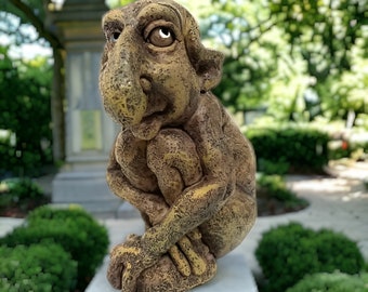 Gothic Troll Statue - Whimsical Gargoyle Sculpture for Garden - Mischievous Troll Figurine, Statues for Garden - Feng Shui Outdoor Decor