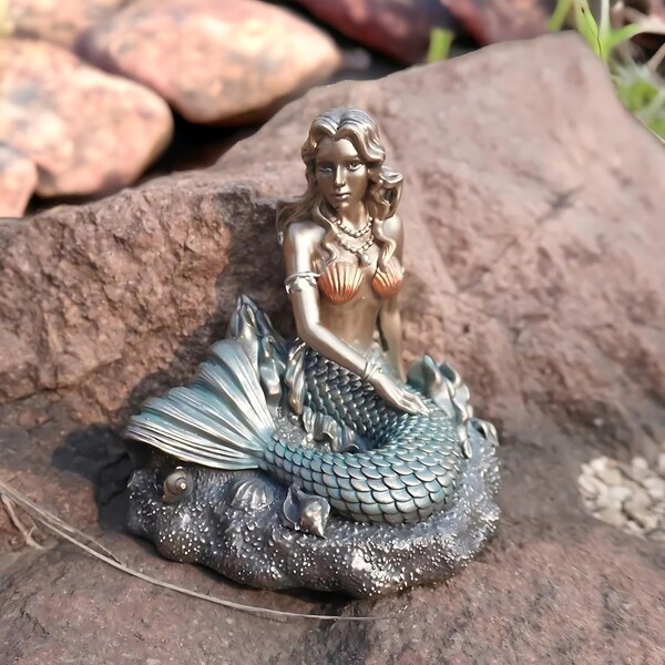 Elegant Mermaid Statue - Outdoor Resin Goddess Sculpture for Garden, Patio, Porch - Unique Freestanding Sea Goddess Figurine - Perfect Gift