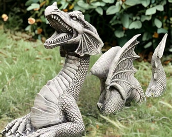 Garden Statue, Gargoyle Statue, Dragon Statue - Gothic Dragon Sculpture, Squatting Guardian - Durable Resin Decor for Outdoor Yard & Home