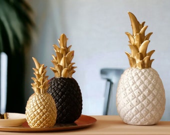 Pineapple Statue Home Decor - Gold and Silver Pineapple Sculptures - Interior Design Pineapple Ornaments - Modern Pineapple Decor Pieces