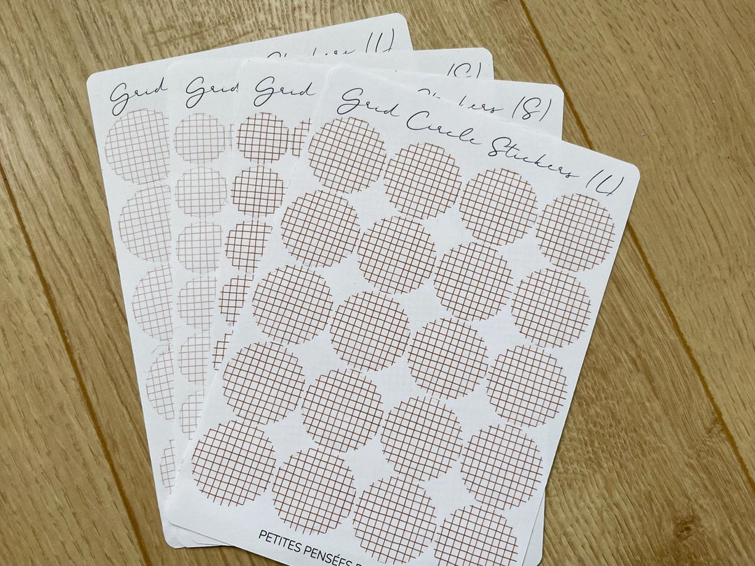 Handmade Grid Circle Sticker Sheet: Neutral Colors Journal Planner ...