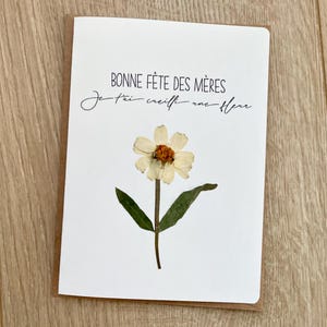 Carte Fleurie Fête des Mères: Bonne fête des mères, je t'ai cueilli une fleur - avec véritable fleur pressée