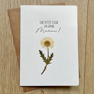 Une petite fleur un grand merci,carte de remerciement fleurie für mariage, baptême, anniversaire, départ