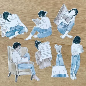 Set di adesivi per diario di lettura per ragazze amanti dei libri, adesivi per topi da biblioteca introversi per diari di lettura o adesivi per custodie Kindle