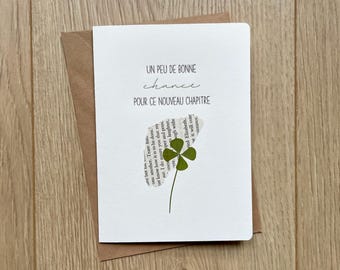 Carte de voeux: Un peu de bonne chance pour ce nouveau chapitre. Carte de départ collegue, nouveau travail, déménagement, retraite
