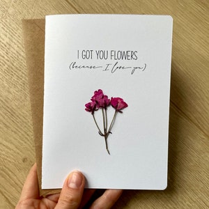 Ti ho regalato un biglietto di fiori perché ti amo con veri fiori pressati, per la festa della mamma, San Valentino, anniversario