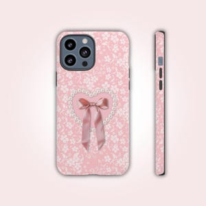 Pink Coquette Phone Case – iPhone Cover with Bows, Lace and Roses | Snap, Tough, MagSafe Options | Soft Girl Aesthetic Gift for Her