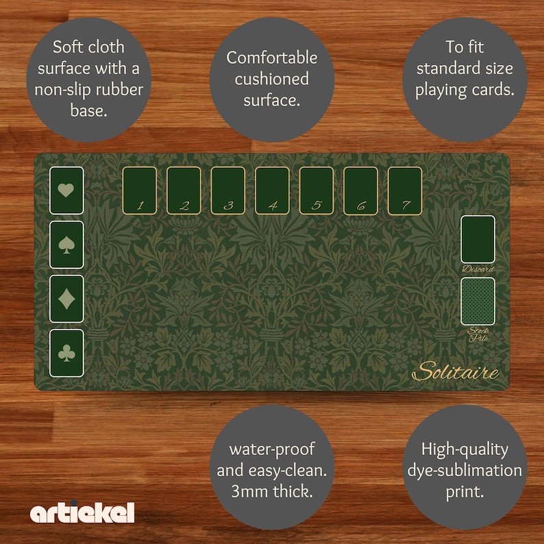 Solitaire Card Game Mat, Large Anti-slip Desk Pad. the Perfect Birthday ...