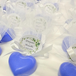SAPONE CUORE con tulle e tag personalizzato/segnaposto/bomboniere matrimonio /nozze/regalo per ospiti/laurea/compleanno/anniversario/