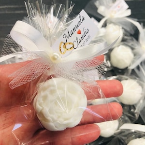 SAPONE PEONIA con sacchetto trasparente e tag personalizzato/segnaposto matrimonio/bomboniere matrimonio/regalo per invitati/sapone peonia/