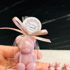 SAPONE ORSETTO personalizzato con sacchetto trasparente /bomboniere battesimo/nascita/ compleanno bimba/compleanno bimbi/Teddy/orsacchiotto/