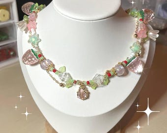 Handmade Cottagecore Fairycore Strawberry Necklace