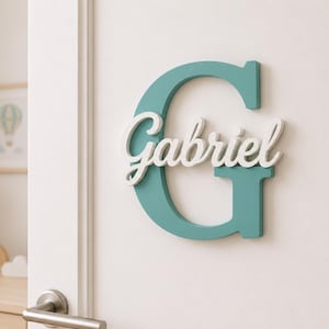 Baby name sign, nursery decor, custom initial letter, kids room wall name