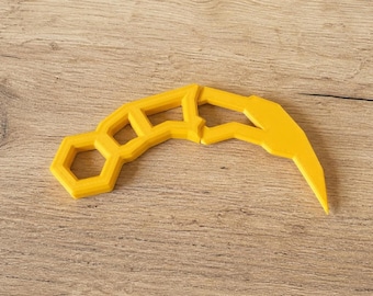 Geometrische karambit-stijl 3D-print – Futuristisch gebogen lemmet-accessoire – Roblox-geïnspireerd cosplay-accessoire – Bureaudecoratie