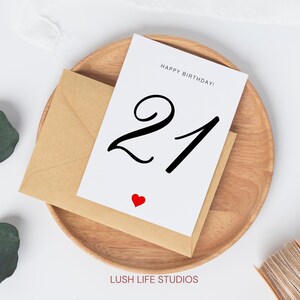 Carte de joyeux anniversaire nombre personnalisée | Cadeau pour elle et lui | 5 x 7 pouces avec enveloppe kraft