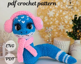 Häkelanleitung für Schlangen, No Sew Amigurumi Plush (PDF-Muster)