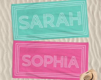 Custom Line Print Name Beach Towel, Personalized Pool Towel, Home Decor Bath Towel,Unique Birthday Vacation Gift,Summer Present For Her Him