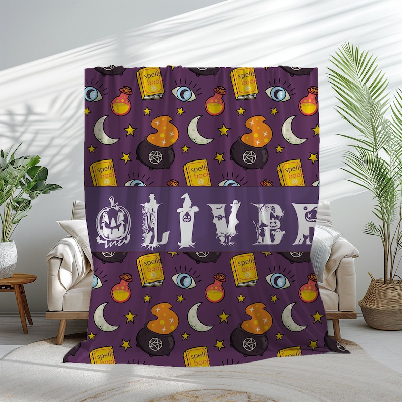 New Halloween Name Blanket,custom Ghost Pumpkin Fall Home Decor,cozy