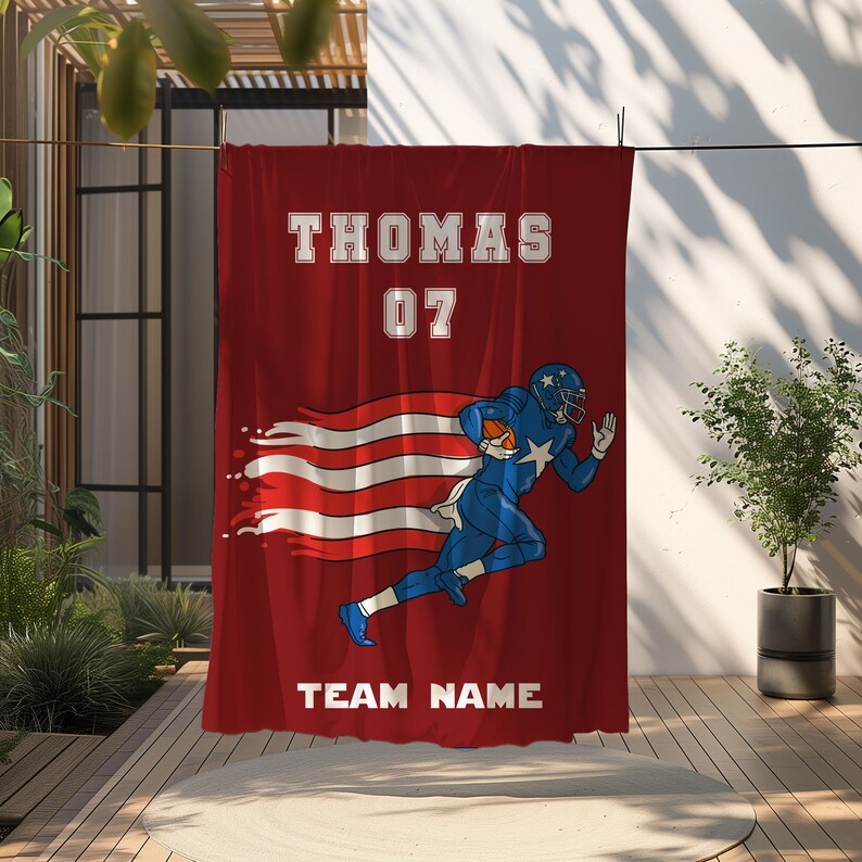 New Custom Football Name Blanket, Gift for Kids Adults, Team Design