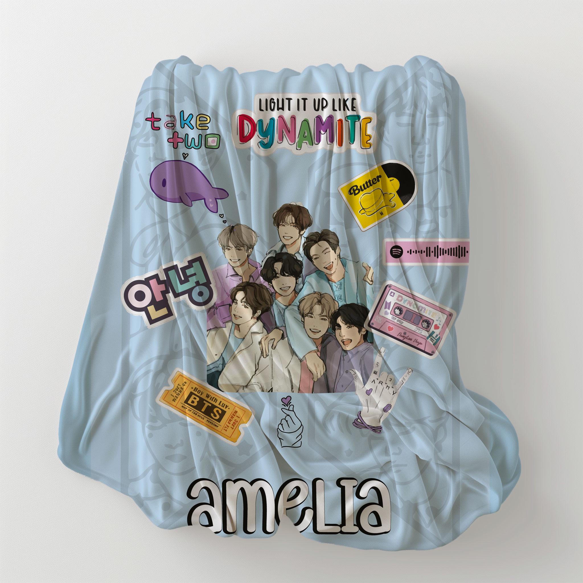 Custom Photo Korean BTS Blanket, Personalized BTS Music Merch