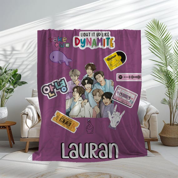 Custom Photo Korean BTS Blanket, Personalized BTS Music Merch