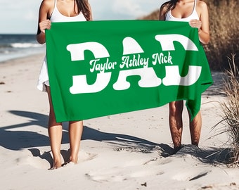 Custom Father's Day Beach Towel, Grandkids Name DaddyTowel, DAD Personalized Family Member, Birthday Gift For Dad Papaw, Gifts for Grandpa