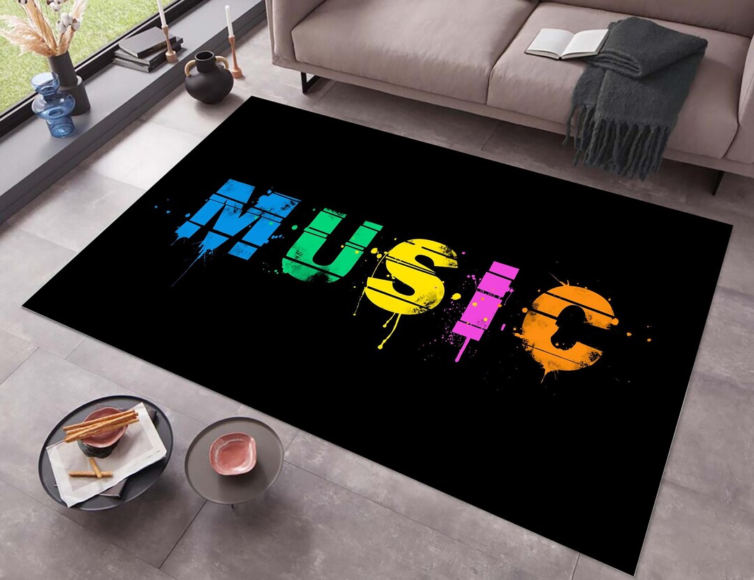 Music Lover Rug, Musical Instrument Carpet, Modern Rug, Living Room Rug ...