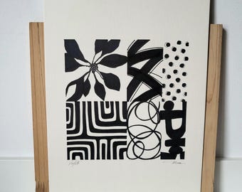 Graphic Modern Art, Minimalist Original abstract Decor, Ink Handmade Drawing - A4