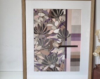 Abstrakt blomsterkonst, original gouachemålning, modern heminredning - 40 x 50 cm