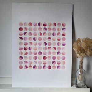 Original Pink Dots Abstract, Feminine Wall Decor, Colorful Painting, Mixed Media Art 50x70cm