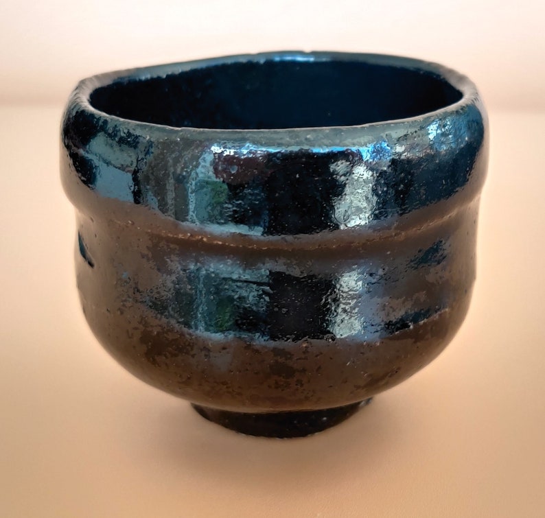 Black raku sake bowl by Kichizaemon IX Ryonyu 1756-1834 with box zdjęcie 4