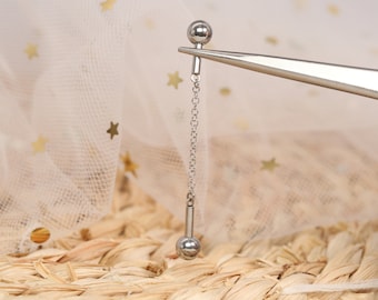 Chain Industrial Piercing Jewelry / 14G Industrial Barbell//Industrial Bars /Surgical Steel//Industrial Earrings