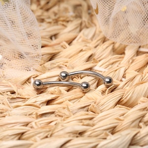 Pair Silver Curved Nipple Rings /G23-Titanium//Nipple Barbell / Nipple Bars /Internally Threaded /Tongue Piercing /14G