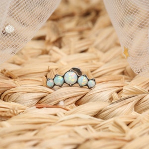 Lip Rings Labret Jewelry 16g/ Medusa Piercing Jewelry /Internally Threaded / 6/8/10mm/ G23Titanium /Five CZ/Opal