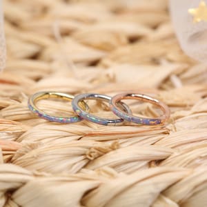 Purple Opal 20G 18G 16G Seamless Hinged Segment Clicker Ring /Nose Ring / Nose Ring Hoop /316L Surgical Steel / 6-8-10-12mm