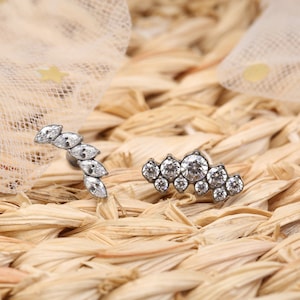 クリアCZラブレットスタッド/イヤリング/リップスタッド/G23チタン/16G 6/8/10 mm/内ネジ/ラブレットモンロー