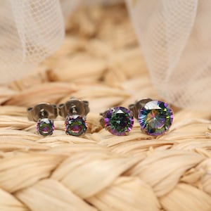 Hypoallergenic Stud Earrings Set / Cubic Zirconia /1 Pair Implant Grade  /G23 Titanium/ Earrings Stud /3mm 4mm 5mm 6mm