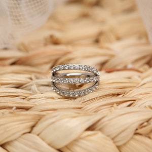 Triple Nose Ring Hoop With CZ 16G 18G / Nose Ring /316L Surgical Steel /Nose Piercing Jewelry  /Split Ring /Septum Ring