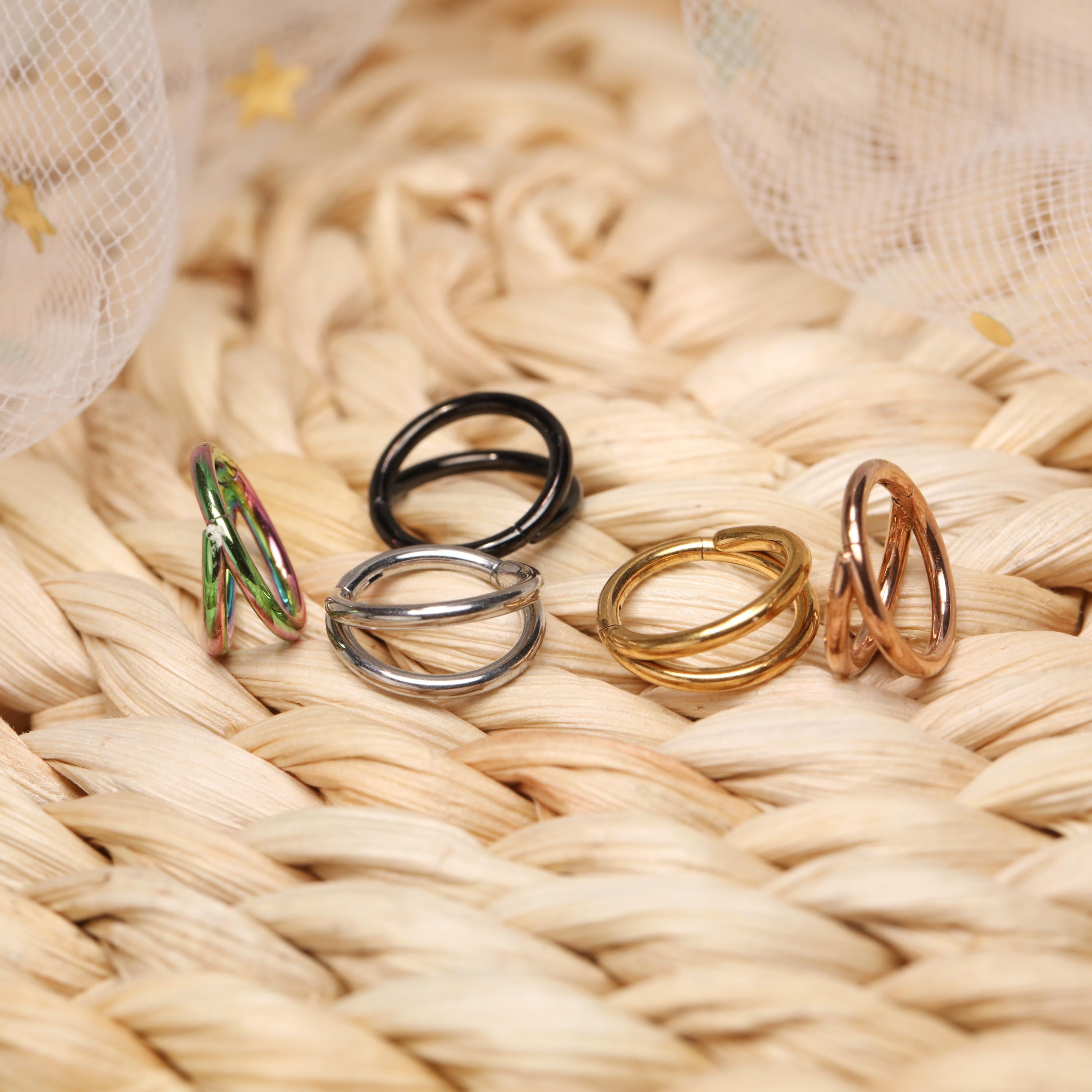 16G/18G/20G Double Nose Ring /316L-Surgical-Steel /Septum Clicker Ring /Hoop Earring/Helix /Rook /Conch/Nose Piercing Jewelry