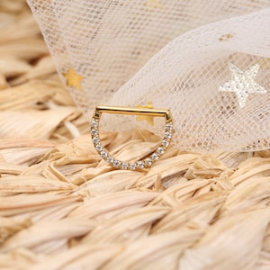 D-Form Nasenring mit CZ / 16G Septum / Daith Schmuck / Halbkreis Nasenring Hoop / Knorpelohrring /Septumring / chirurgischem Stahl 316L