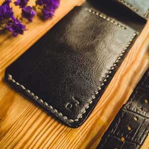 Carteira de couro personalizada feita à mão / Porta-cartões Everydaycarry / Carteira minimalista / Porta-cartões de couro fino / Carteira masculina / Presente de luxo
