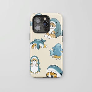 Shark Cat Case, Funny Cat Meme Cat lover Cute Cat Art Cover for iPhone 17 16 15 14 13 12 11 Pro Max, Samsung Galaxy S23 S22 S21 S20 Ultra