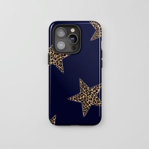 Leopard Star Case, Navy Blue Case, Cheetah Girl Y2K  iPhone 17 16, 15, 14, 13, 12, 11 Pro Max Plus,Samsung Galaxy S23, S22, S21, S20 Ultra