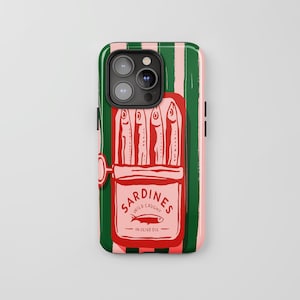 Sardines Case, Quirky Foodie Art Case, Coastal Aesthetic Phone Cover  iPhone16 15 14 13 12 11 Pro Max, Samsung Galaxy S23 S22 S21 S20 Ultra