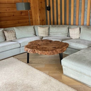 Gorgeous Coffee Table With Natural Design Made From Solid Hornbeam Wood Top, Unique Live Edge Sofa Table Crafted From Hornbeam Slab