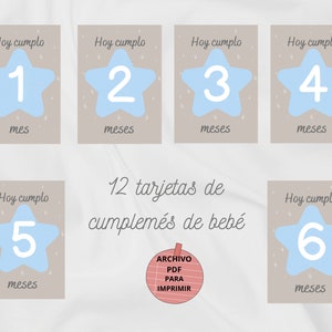 Confezione da 12 biglietti di auguri di compleanno in spagnolo, primo anno del bambino in stella blu, primi momenti del bambino, regalo per neonati.