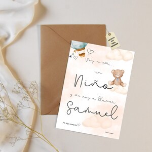 Cartes personnalisées « Je vais être un garçon », révélation du sexe, cadeaux pour la famille, annonce de grossesse, naissance, fête prénatale